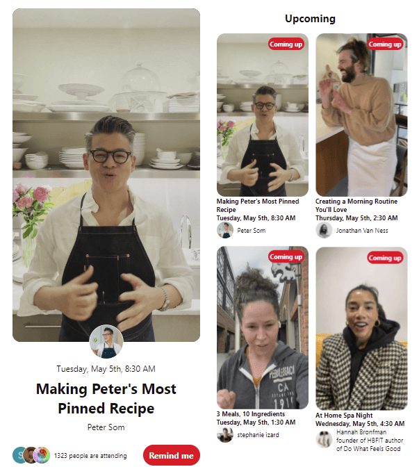 Pinterest live-streaming