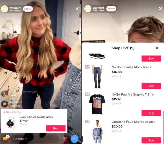 TikTok Walmart live-stream