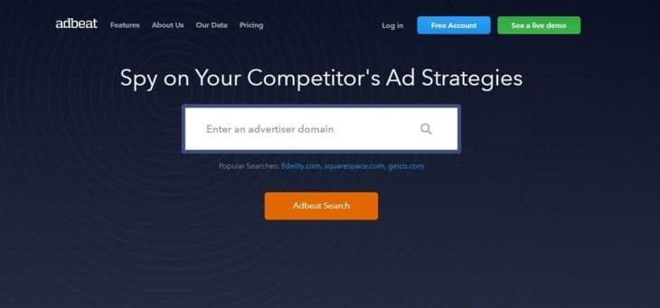 Главная страница Adbeat