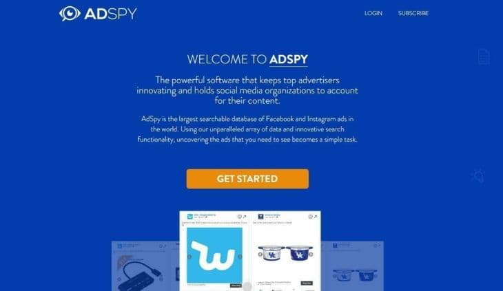 Главная страница AdSpy