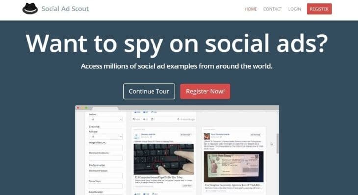 Главная страница SocialAdScout